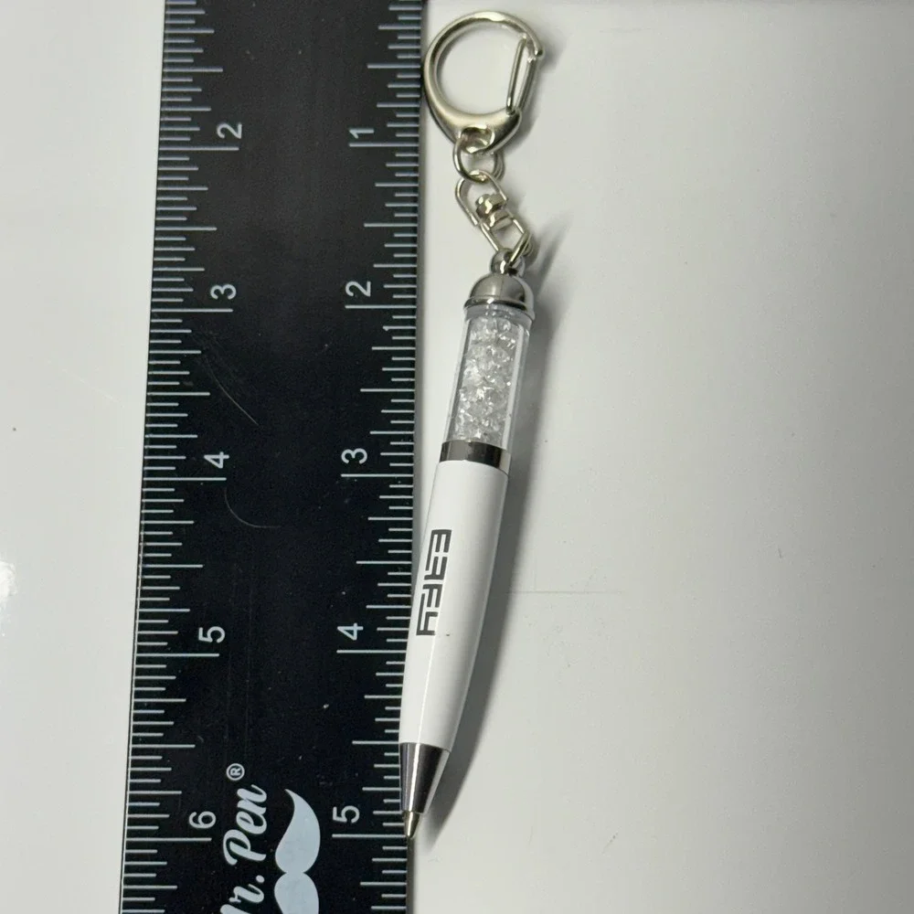 EFFY White Pen Keychain Sparkle‎ Pen Bling Pen with Clip Charm